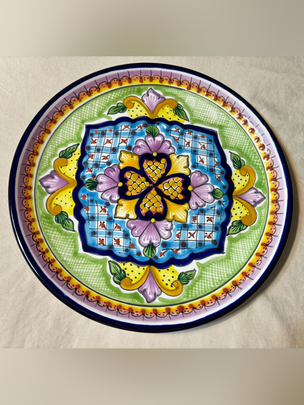 Hand-Painted Ceramic Serving Plate - Multicolor from Mexico